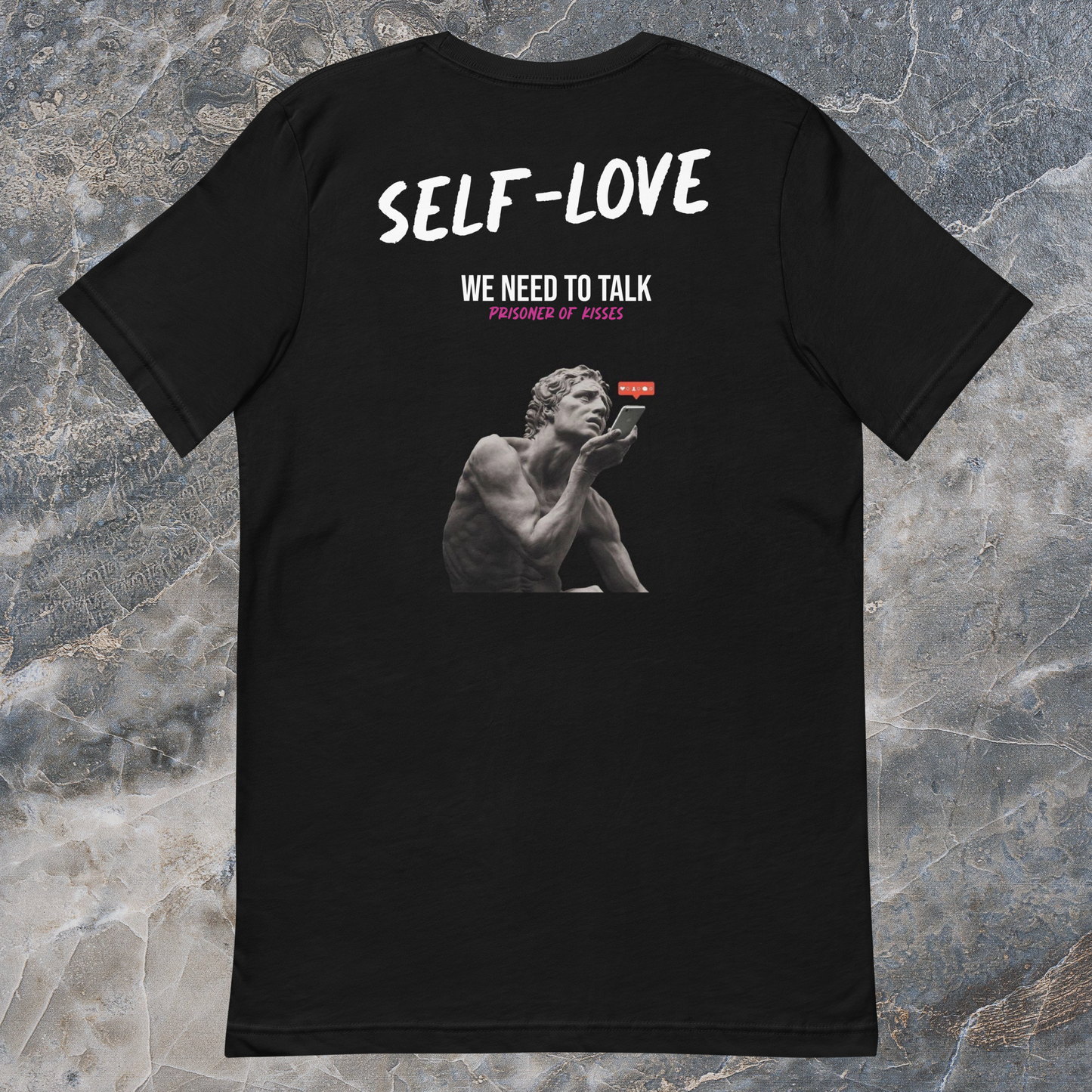 Camiseta negra bordada Self-love v23